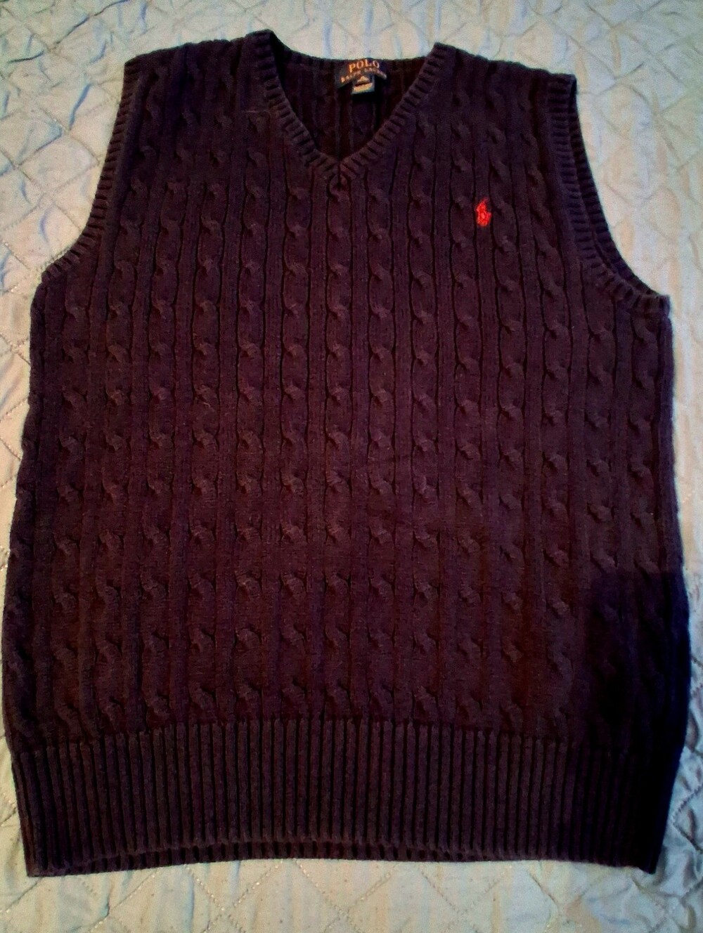Polo Ralph Lauren Cable-Knit Sweater Vest. Size XL. Navy Blue